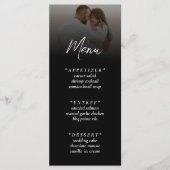 Menu Réception simple Ombre Black Photo Wedding (Devant)