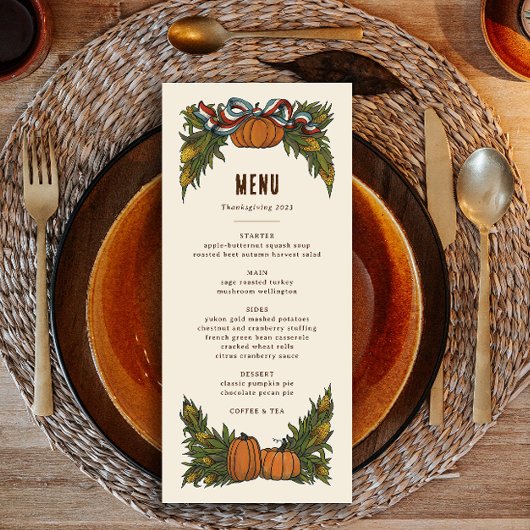 Menu Récolte américaine chaude Thanksgiving