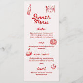 Menu Red and Pink Retro Illustrated | Dinner Wedding (Devant)