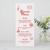 Menu Red and Pink Retro Illustrated | Dinner Wedding (Debout devant)
