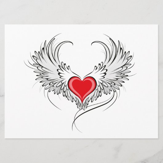 Menu Red Angel Coeur avec ailes (Devant)