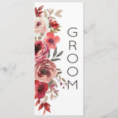 Menu Red Blush Floral Roses Réservé Siège (Dos)