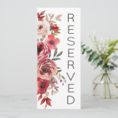 Menu Red Blush Floral Roses Réservé Siège (Debout devant)