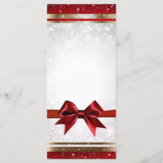 Menu Red Bow & Gold White Sparkle Holiday Party (Dos)