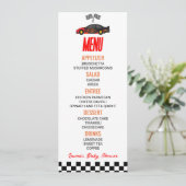 Menu Red Flame Race Car Baby shower Nourriture (Debout devant)
