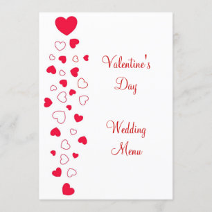 Menu Red Heart Design Valentines Day Mariage