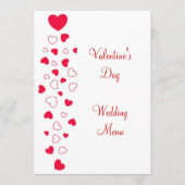 Menu Red Heart Design Valentines Day Mariage (Devant)