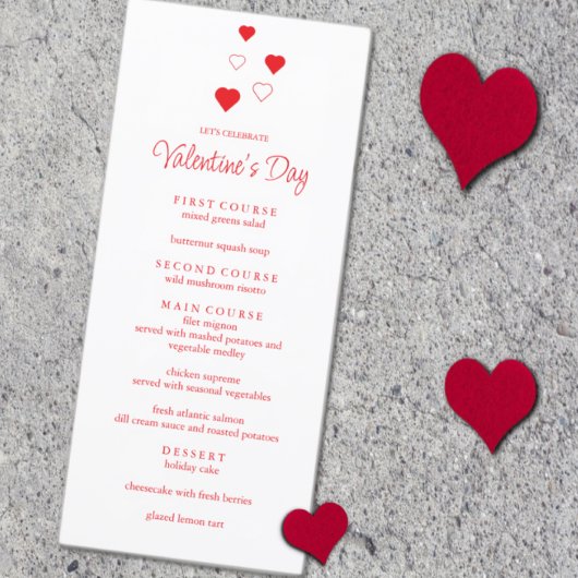 Menu Red Heart Minimalist Saint Valentin