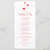 Menu Red Heart Minimalist Saint Valentin (Devant)