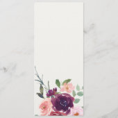 MENU RED MARSALA BLUSH ROSE WATERCOLOR FLORAL MARIAGE (Dos)