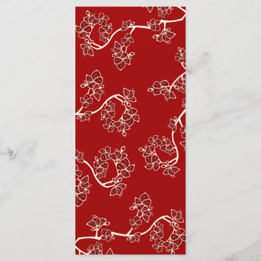 Menu Red Plum Blossoms Double Bonheur Mariage chinois (Dos)