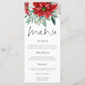 Menu Red Poinsettias Foliage kerstbruiloft (Voorkant)