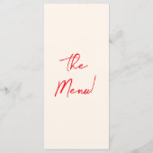 Menu Red Retro Hand Written Drawn Quirky Unique Wedding (Dos)