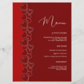 Menu Red Romantic Hearts Flammes de Saint Valentin Fête (Devant)