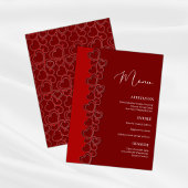 Menu Red Romantic Hearts Flammes de Saint Valentin Fête