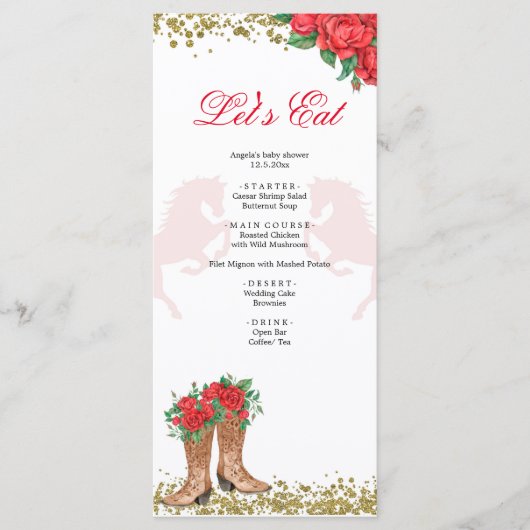 Menu Red Rose Mexican Mis Quince (Devant)