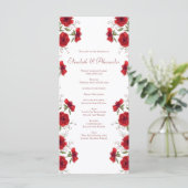 Menu Red Rose Romantic Wedding Programs (Debout devant)