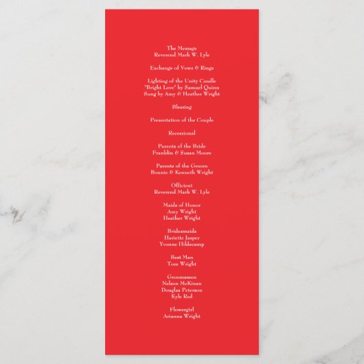 Menu Red Rose Romantic Wedding Programs (Dos)