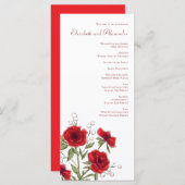 Menu Red Rose Romantic Wedding Programs (Devant / Derrière)