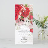 Menu Red Roses & Babys Breath Elegant Floral Wedding  (Debout devant)