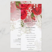 Menu Red Roses & Babys Breath Elegant Floral Wedding  (Devant / Derrière)