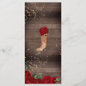 Menu Red Roses Rustic Western Charra Party (Dos)