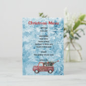 Menu red vintage truck on blue snowflawgrock (Debout devant)