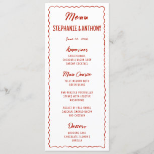 Menu Red Whimsical Frame That's Amore Italien Mariage