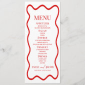 Menu Red White Elegant Wavy Border Wedding Food (Devant)