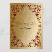 menu régal or rouge rustique mariage (Dos)