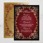 menu régal or rouge rustique mariage (Devant / Derrière)