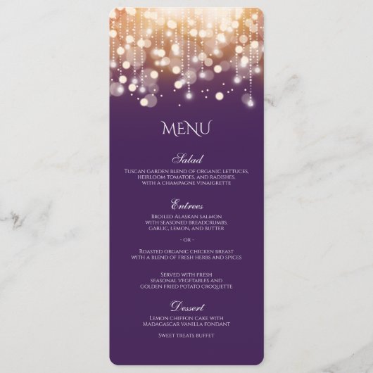 Menu Regal Purple et Gold Bokeh lumières (Devant)