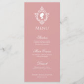 Menu Régence de la crête de Fête des mariées Rose Dusty (Devant)