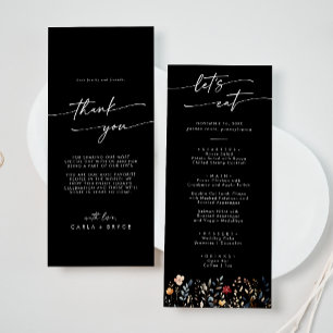 Menu Remerciement de mariage fantaisiste Boho Wildflowe