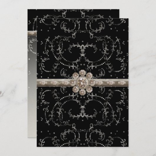 Menu Remous octogonaux de diamant de Bling d'argent de (Devant / Derrière)