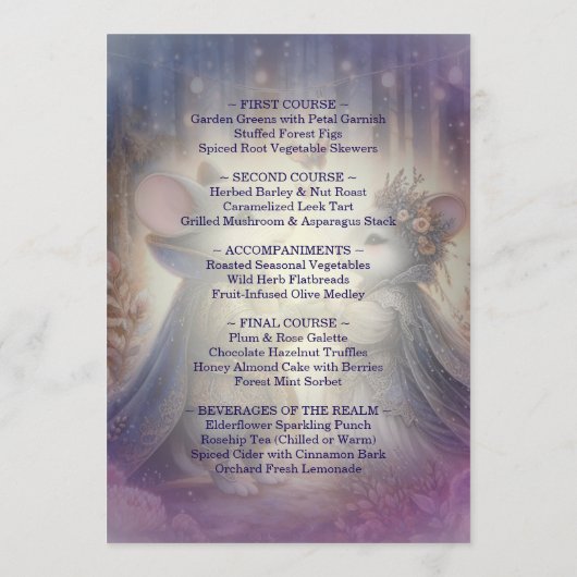 Menu Renaissance Fantasy Fairytale Wedding (Dos)
