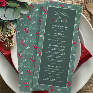 Menu Repas de fête de Noël vert rouge 4 services événem