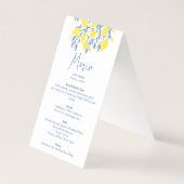 Menu repas de réception mariage bleu et dessous vi (Back)