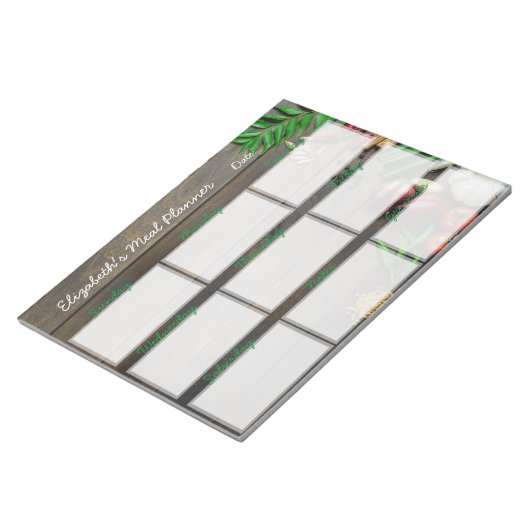 Menu Repas Éliminé Bloc-notes du planificateur heb (Incliné)