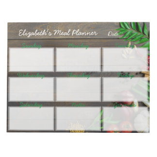 Menu Repas Éliminé Bloc-notes du planificateur heb