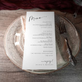 Menu Repas moderne de dîner de mariage noir et blanc