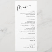 Menu Repas moderne de dîner de mariage noir et blanc (Devant)