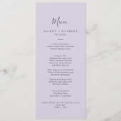 Menu Repère Rustique Lavande Purple Mariage Dîner (Devant)