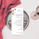 Menu Ressort Floraux multicolores grand<br><div class="desc">Wouah vos invités avec beau mariage ou fête Spring Multi Color Florals Tall Menus. Il ajoute cette touche supplémentaire d'élégance et de luxe à votre événement. Ce menu était composé de fleurs (ou fleurs) d'aquarelles peintes à la main,  rouge,  rose,  bleu,  jaune et blanc.</div>