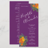 Menu Ressort Rose orange violet Mariage (Devant / Derrière)