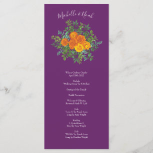 Menu Ressort Rose orange violet Mariage