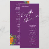 Menu Ressort Rose orange violet Mariage (Devant / Derrière)