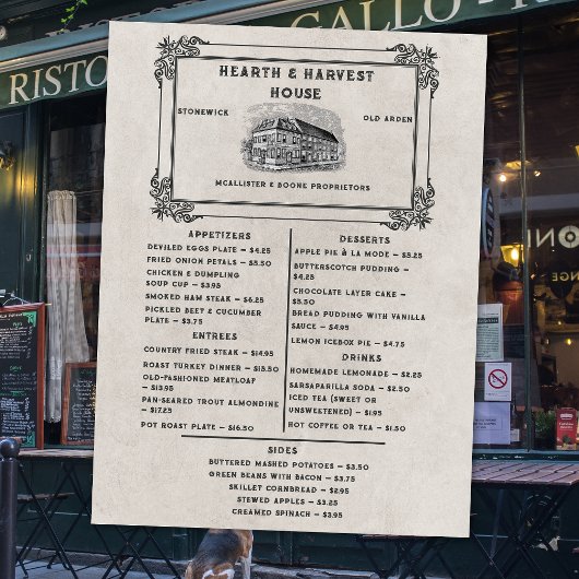 Menu Restaurant Ancien de la Belle Époque