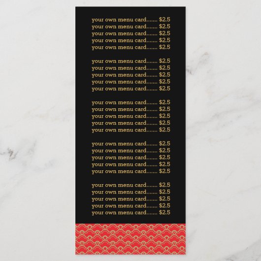 Menu restaurant chinois (Dos)