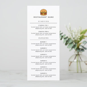 Menu Restaurant Cute Burger